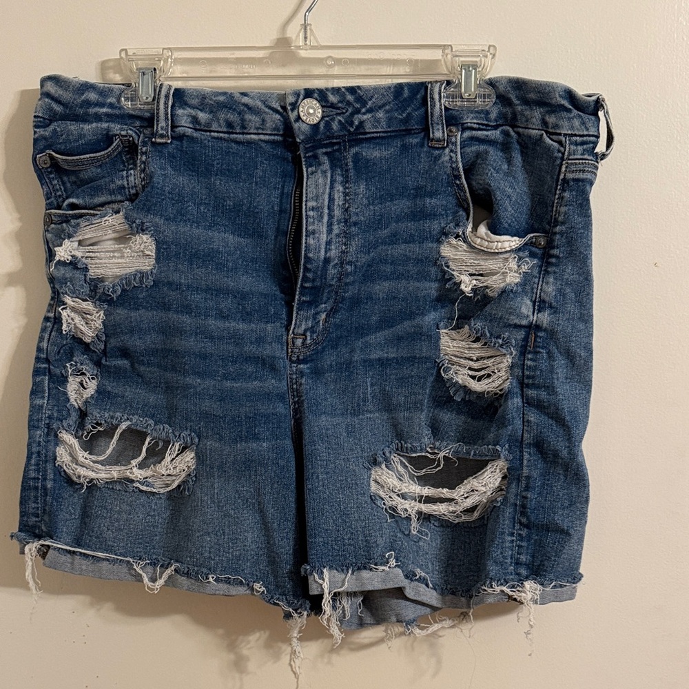 American Eagle Outfitters Blue Distressed Jean Shorts